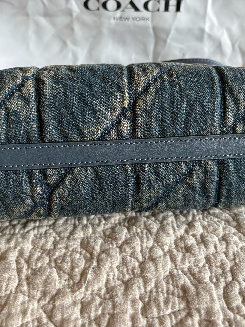 NEW! COACH Denim Juliet 25 Quilted Hobo Gold Hardware, 3 straps included. - Picture 3 of 5